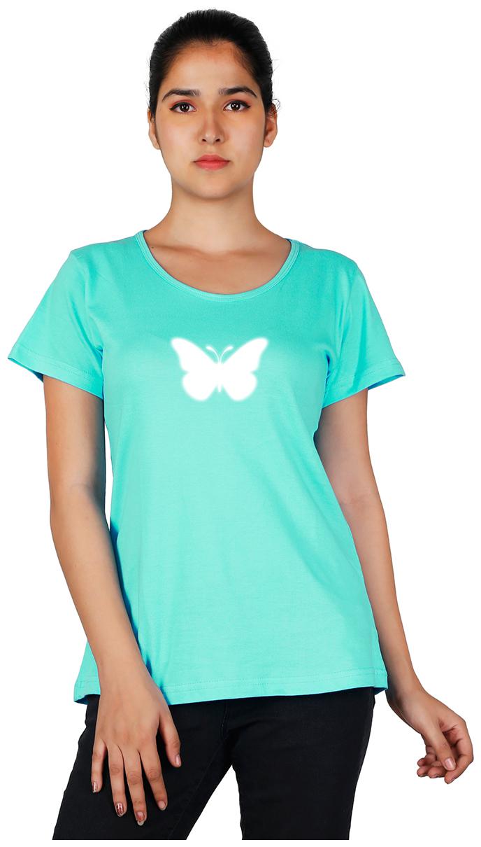 

Vishorge Korea Women Turquoise Slim fit Round neck Cotton T shirt