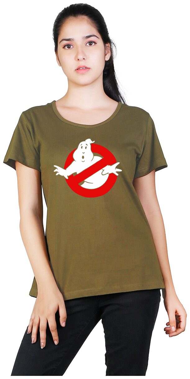 

Vishorge Korea Women Olive Cotton Printed T Shirt