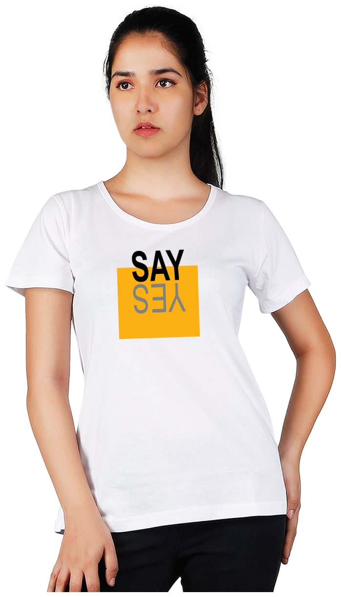 

Vishorge Korea Women White Slim fit Round neck Cotton T shirt