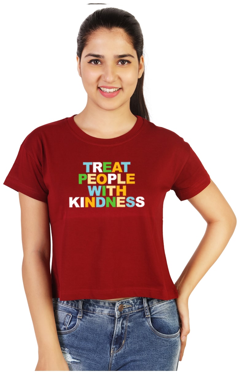 

Vishorge Korea Women Maroon Slim fit Round neck Cotton T shirt