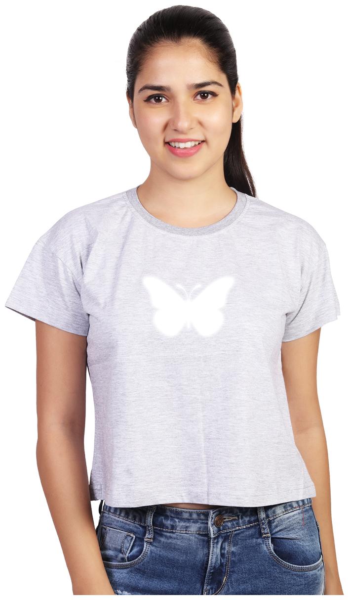 

Vishorge Korea Women Grey Slim fit Round neck Cotton T shirt