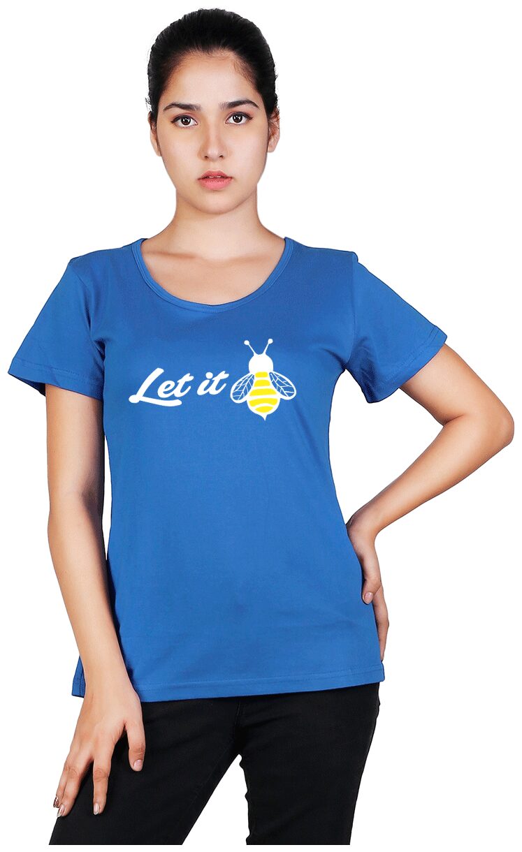 

Vishorge Korea Women Blue Slim fit Round neck Cotton T shirt