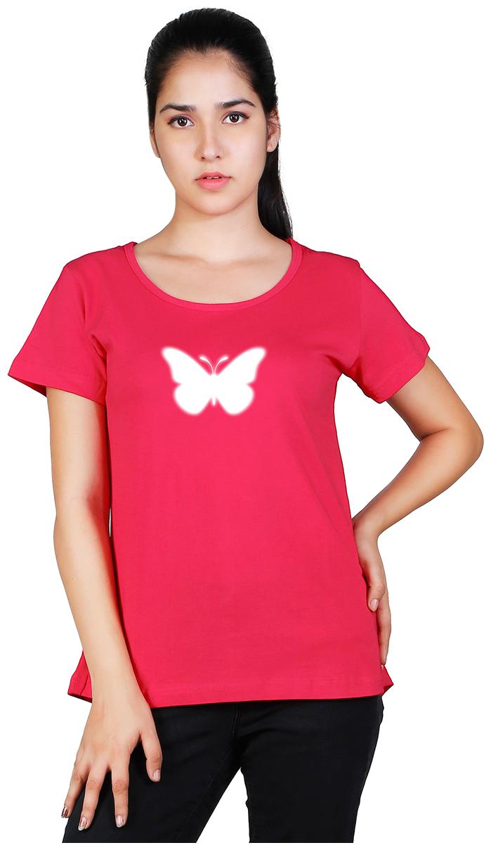 

Vishorge Korea Women Pink Slim fit Round neck Cotton T shirt