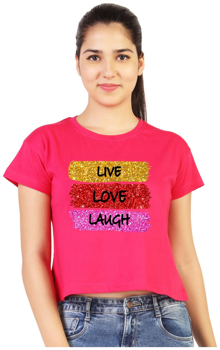 

Vishorge Korea Women Pink Slim fit Round neck Cotton T shirt