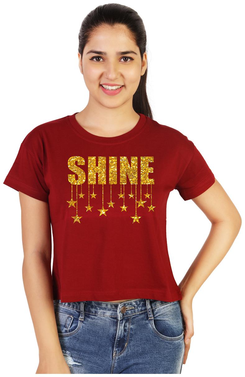 

Vishorge Korea Women Maroon Slim fit Round neck Cotton T shirt