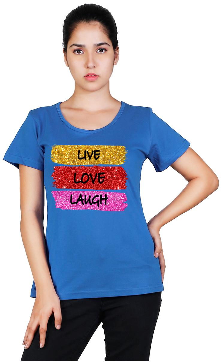 

Vishorge Korea Women Blue Slim fit Round neck Cotton T shirt