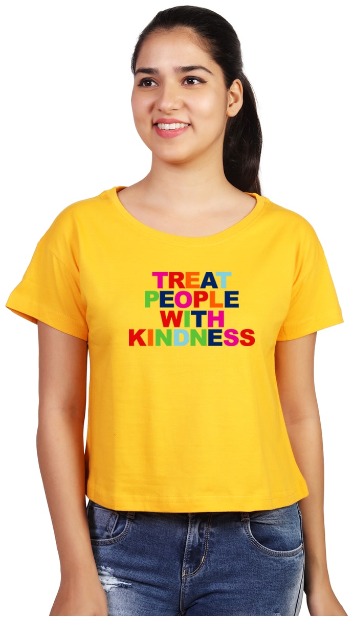 

Vishorge Korea Women Yellow Slim fit Round neck Cotton T shirt