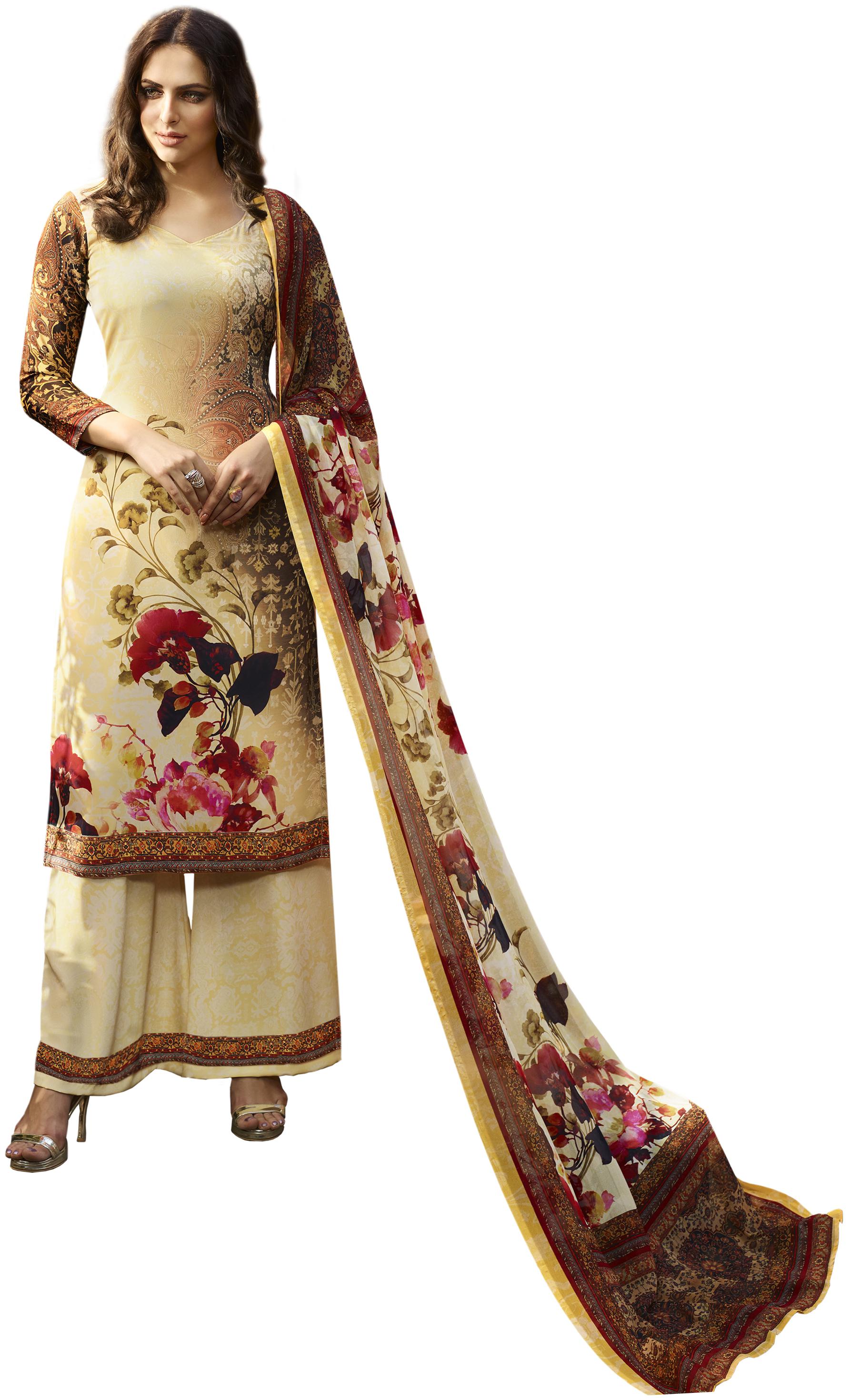 

Vishwam Beige Unstitched Kurta with bottom dupatta With dupatta Dress Material