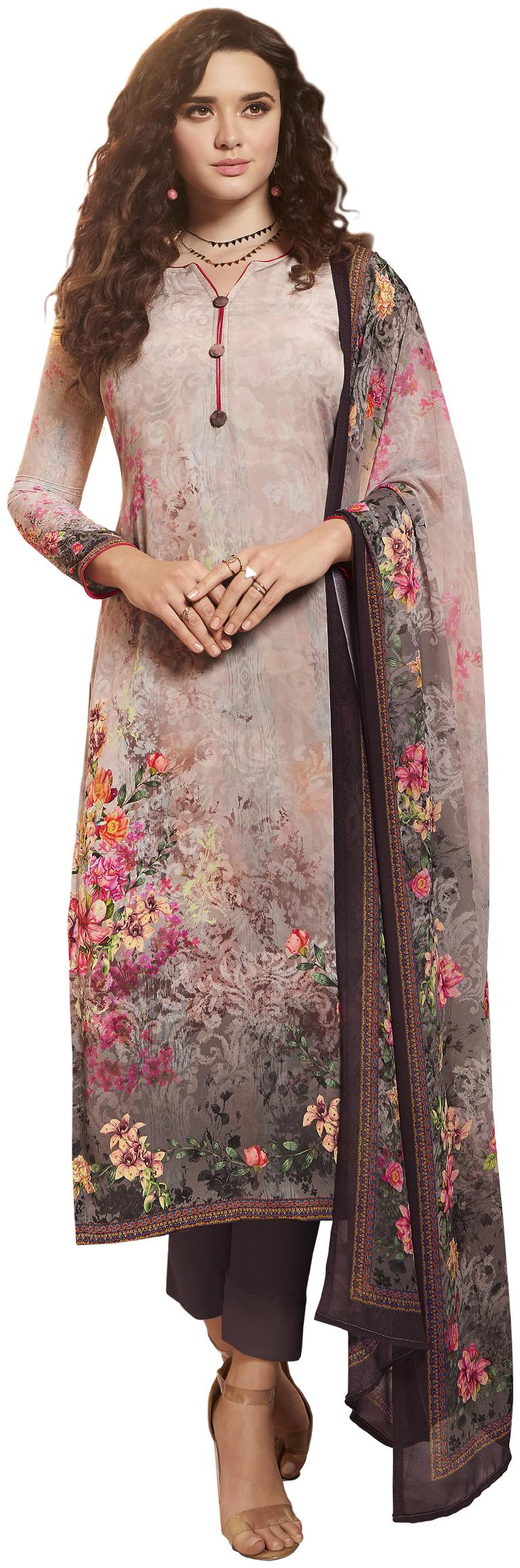 

Vishwam Brown Unstitched Kurta with bottom dupatta With dupatta Dress Material