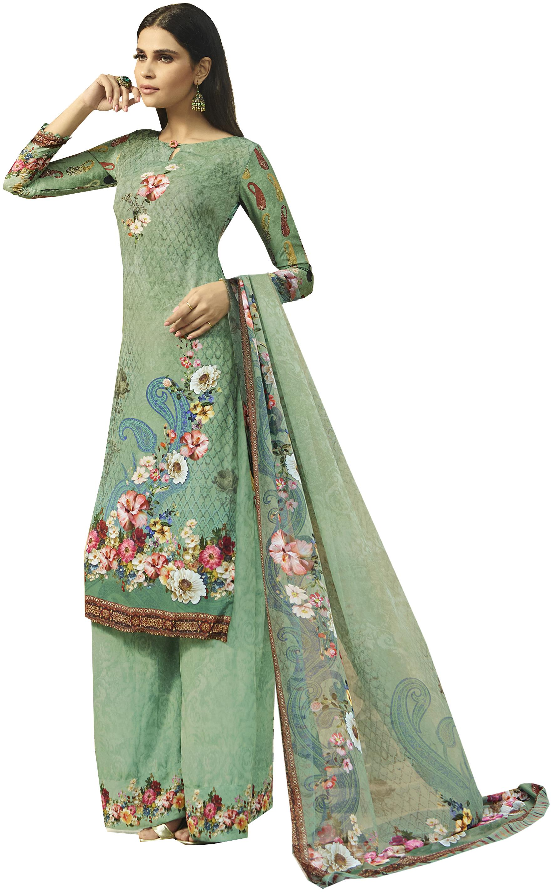 

Vishwam Green Unstitched Kurta with bottom dupatta With dupatta Dress Material
