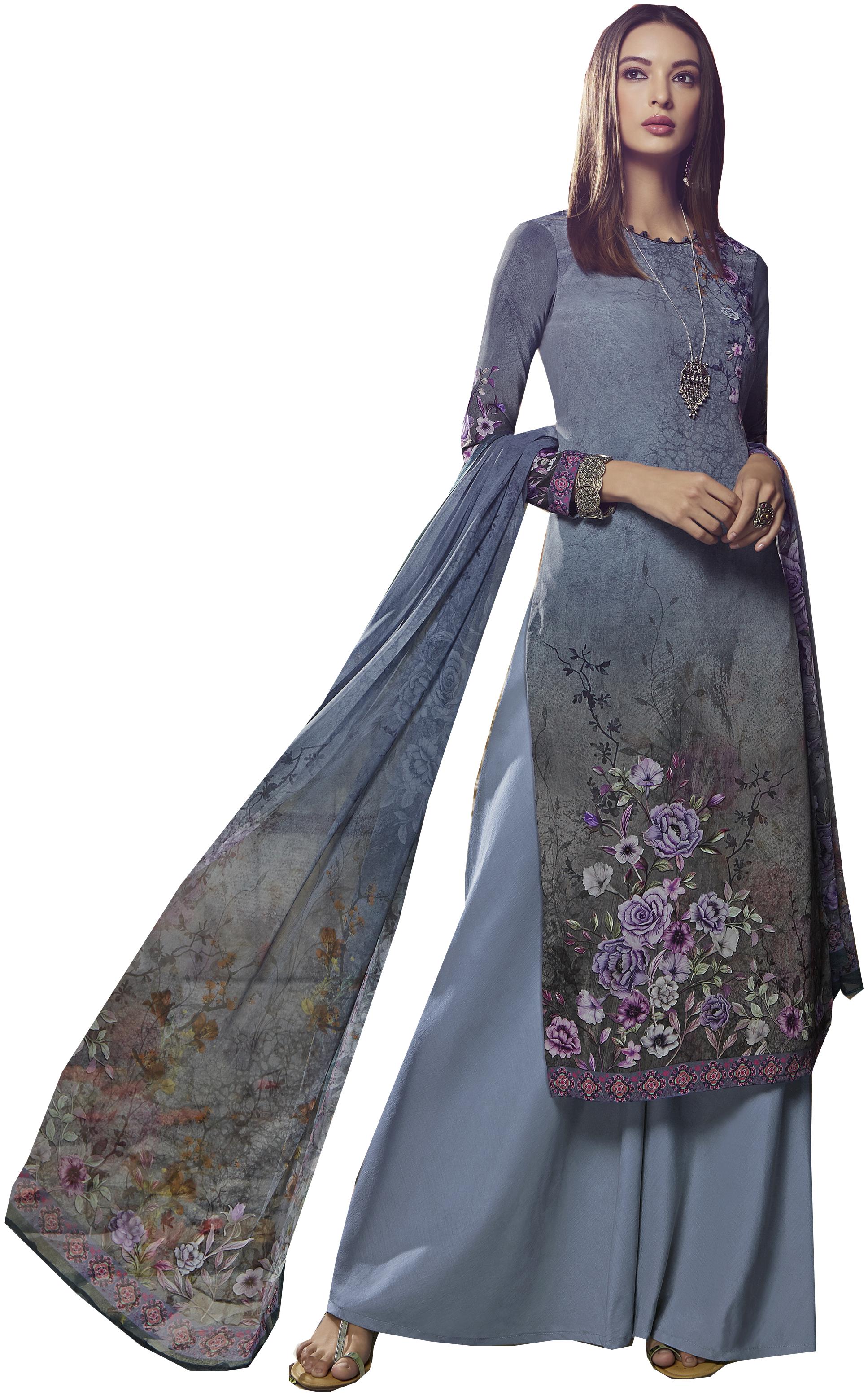 

Vishwam Silver Unstitched Kurta with bottom dupatta With dupatta Dress Material