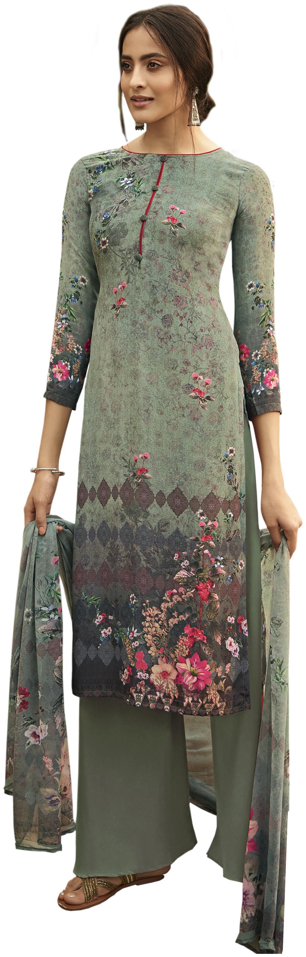 

Vishwam Olive Unstitched Kurta with bottom dupatta With dupatta Dress Material