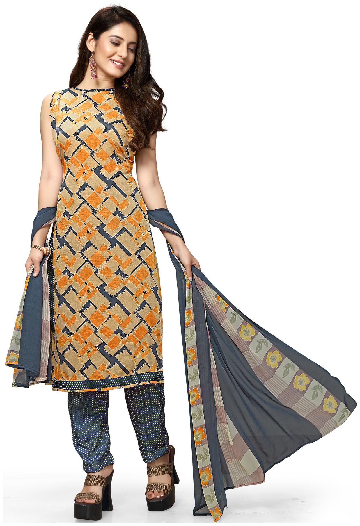 

Vishwam Beige Unstitched Kurta with bottom dupatta With dupatta Dress Material