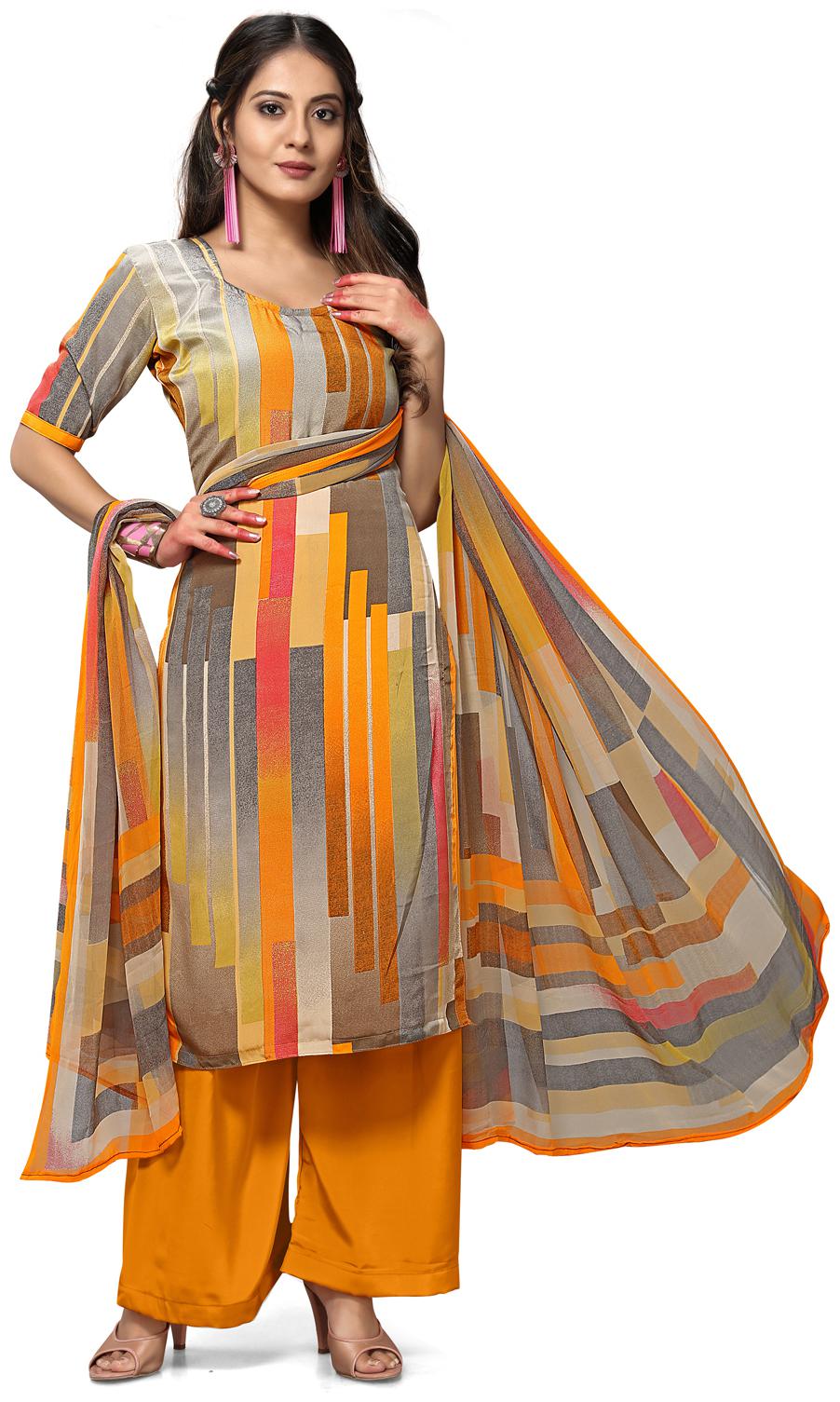 

Vishwam Mustard Unstitched Kurta with bottom dupatta With dupatta Dress Material