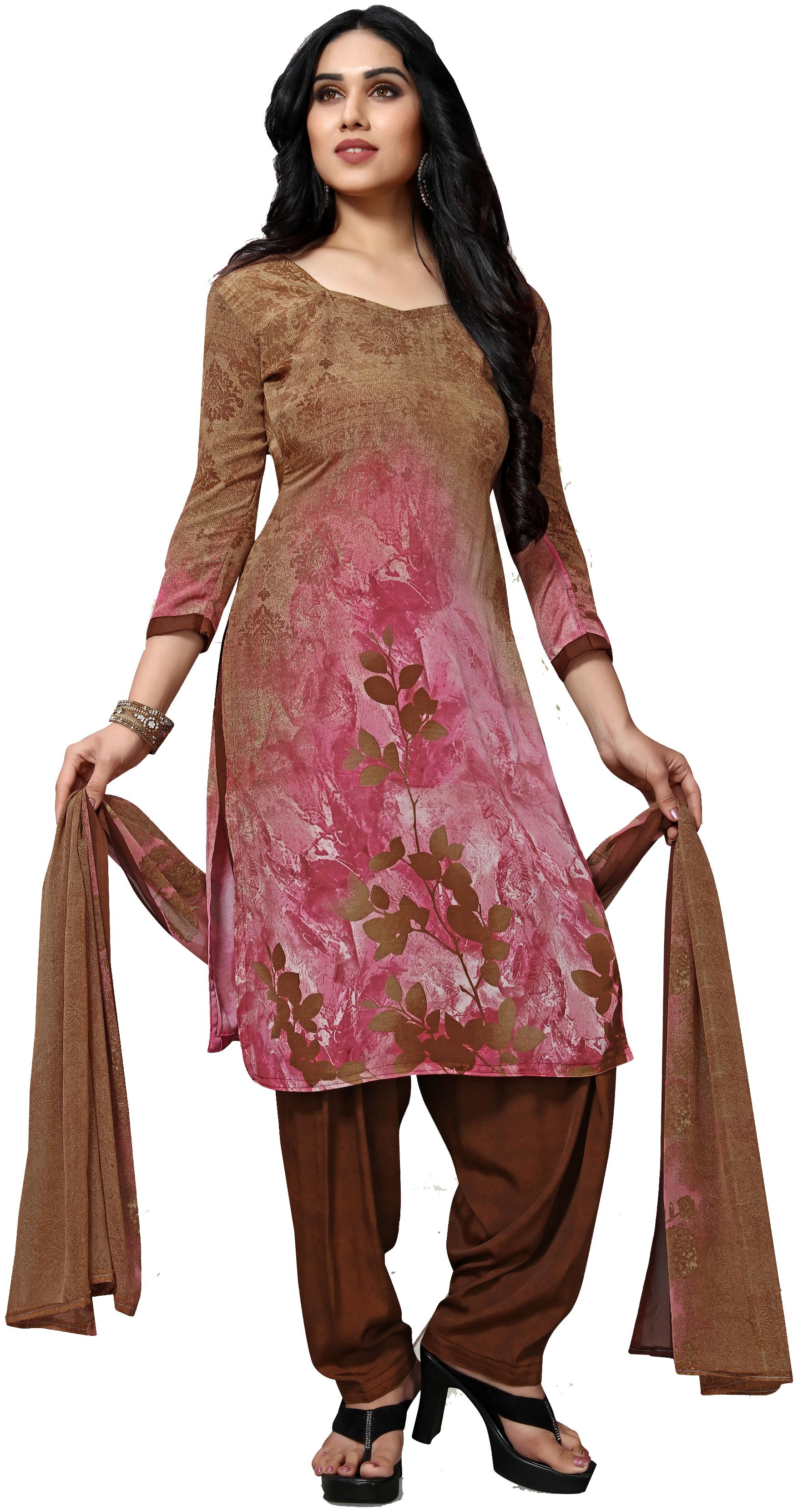 

Vishwam Brown Unstitched Kurta with bottom dupatta With dupatta Dress Material