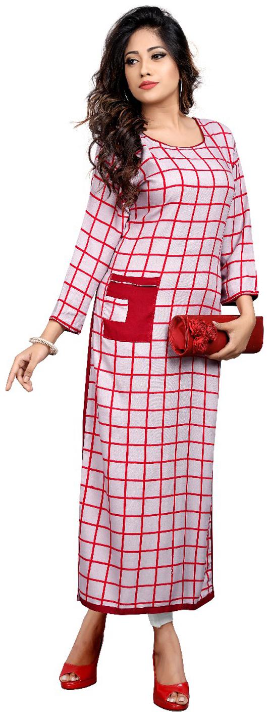 

Viva Designer Red Chex Kurti