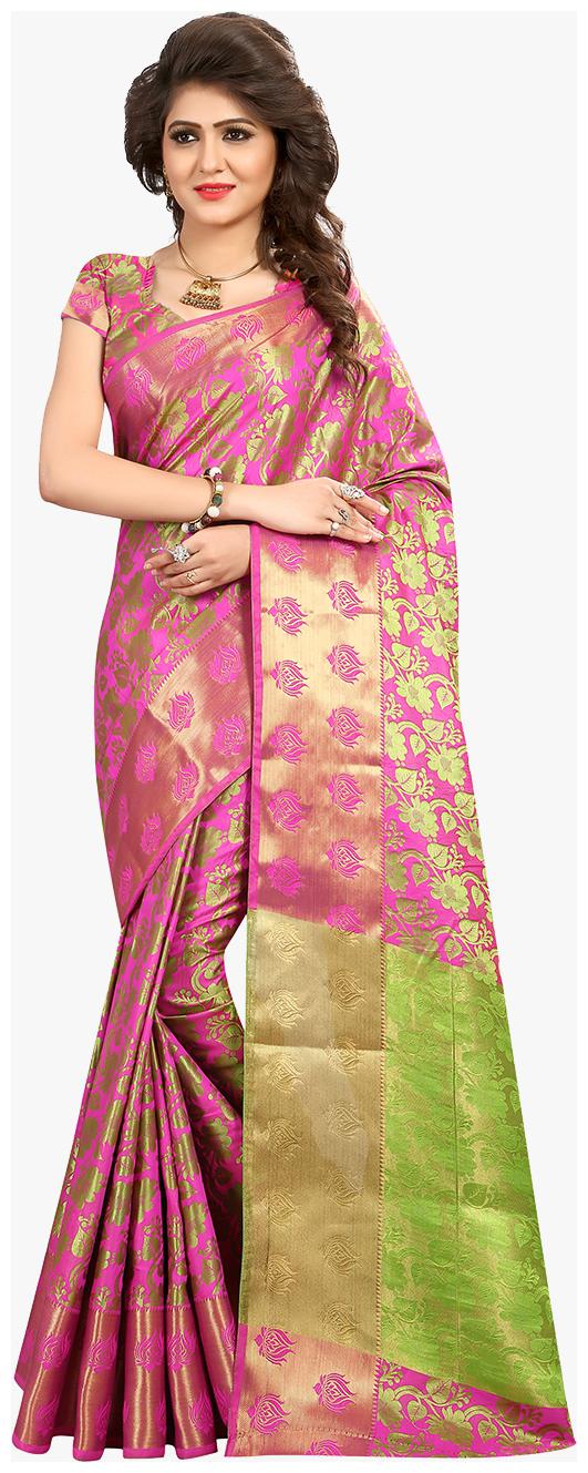 

Viva N Diva Silk Brocade Pink Saree With Blouse