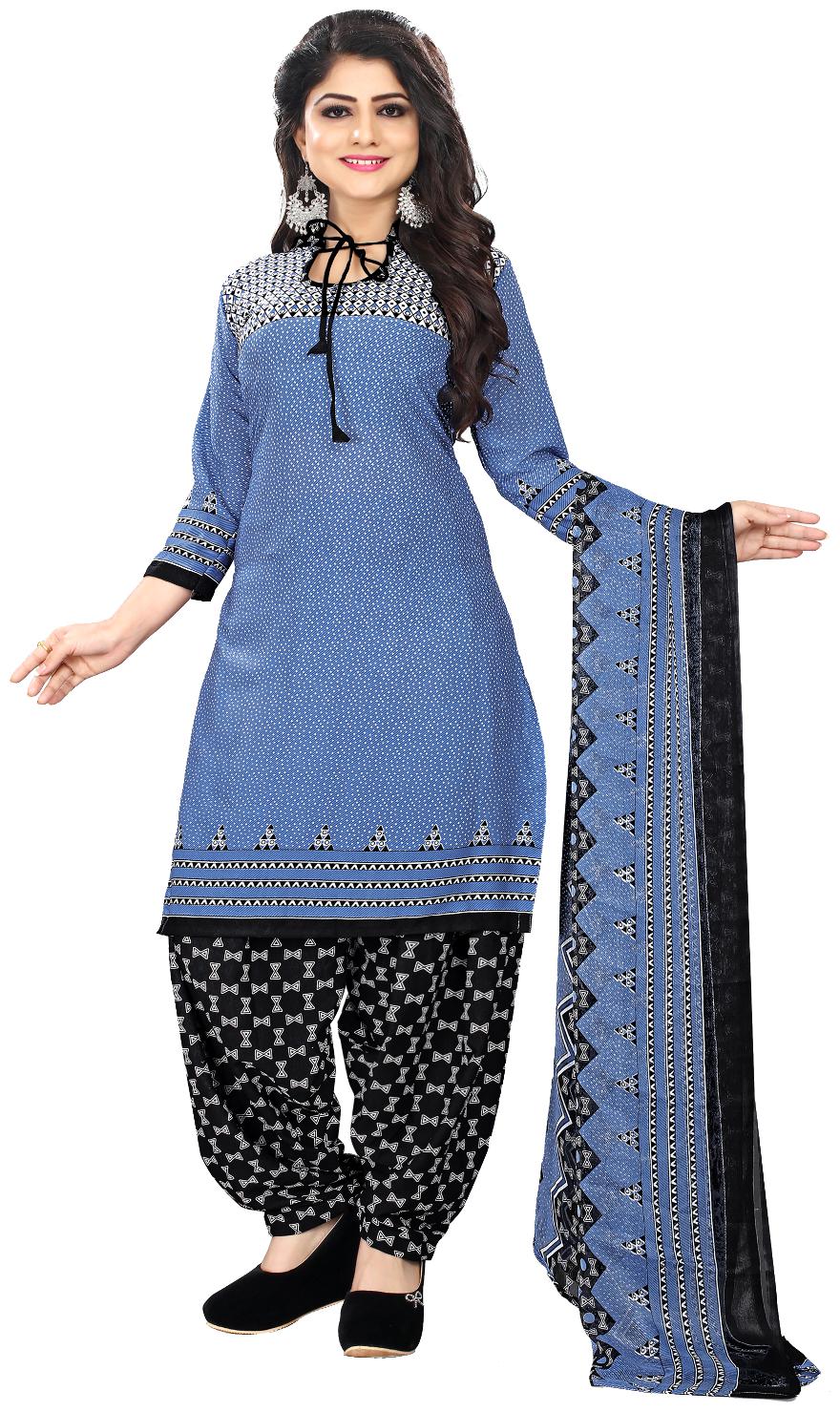 

Viva N Diva Light Blue Color Leon Fabric Dress Material
