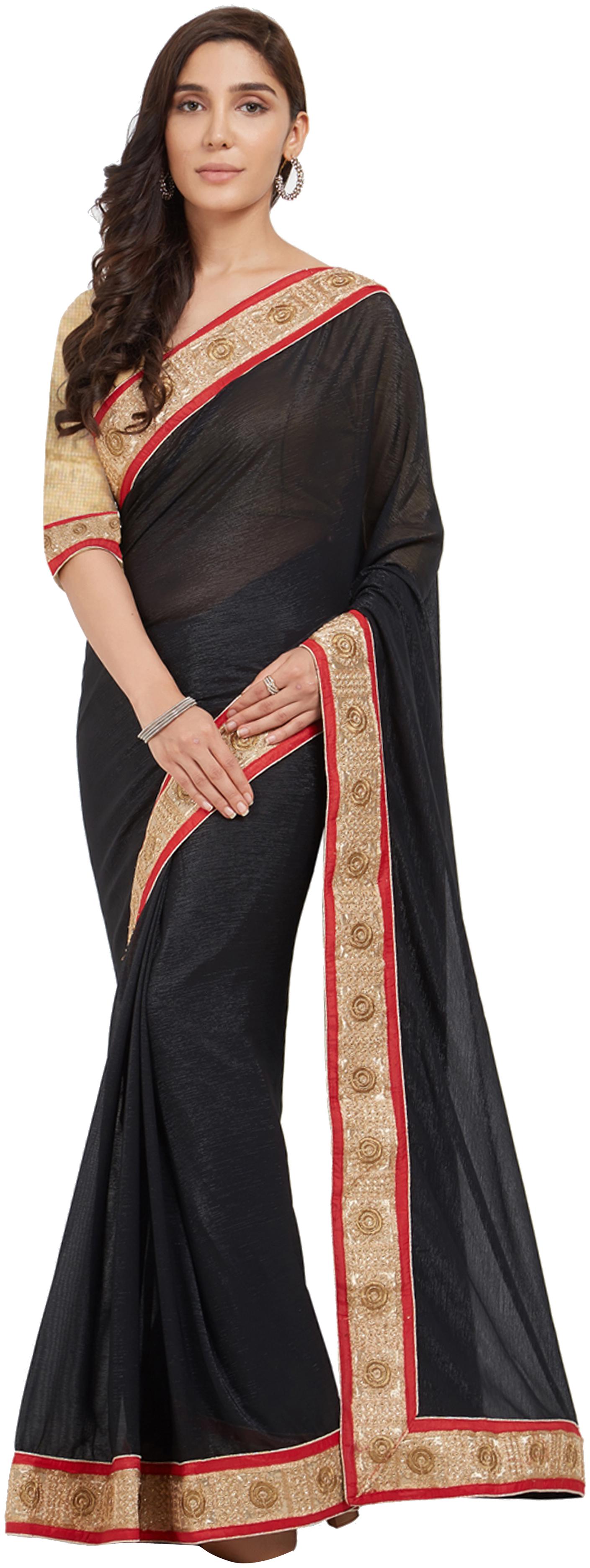 

Viva N Diva Black Color Shimmer Georgette sareeWith Blouse Piece