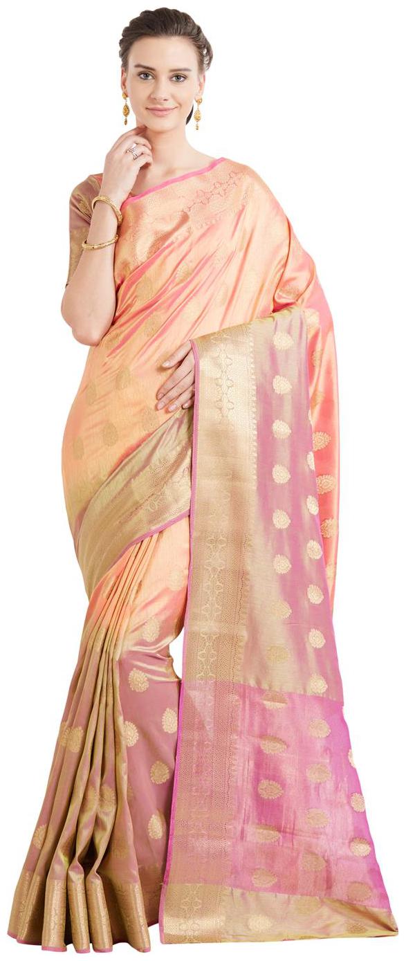 

Viva N Diva Shaded Pink Color Art Silk Kanchipuram Saree With Blouse Piece