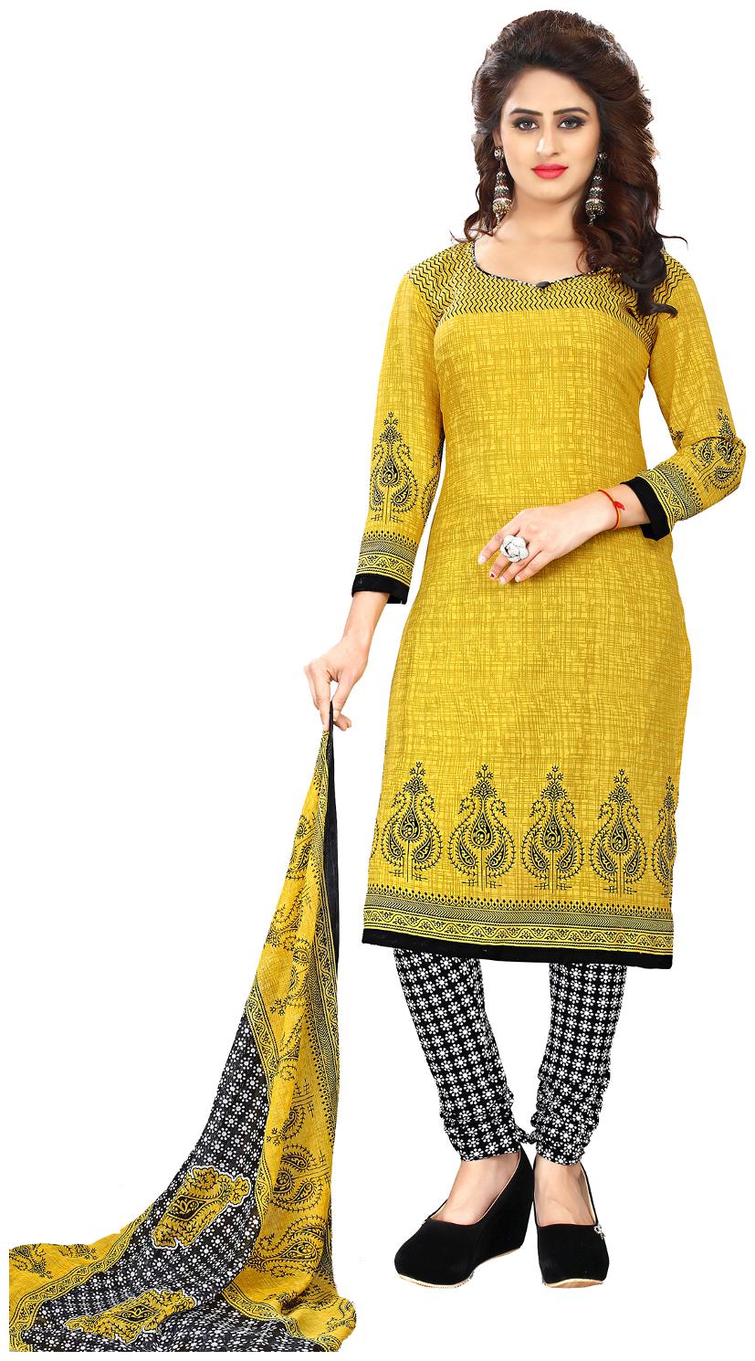 

Viva N Diva Yellow Color Leon fabric Dress Material