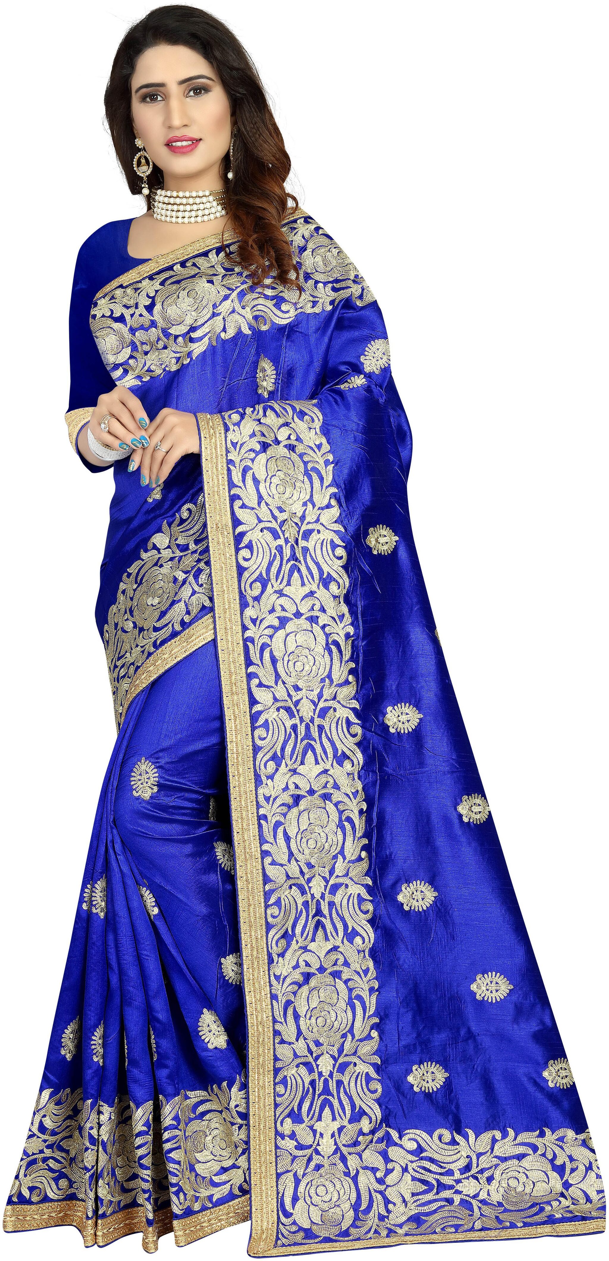 

Viva N Diva Blue Color Art Silk Saree With Blouse Piece