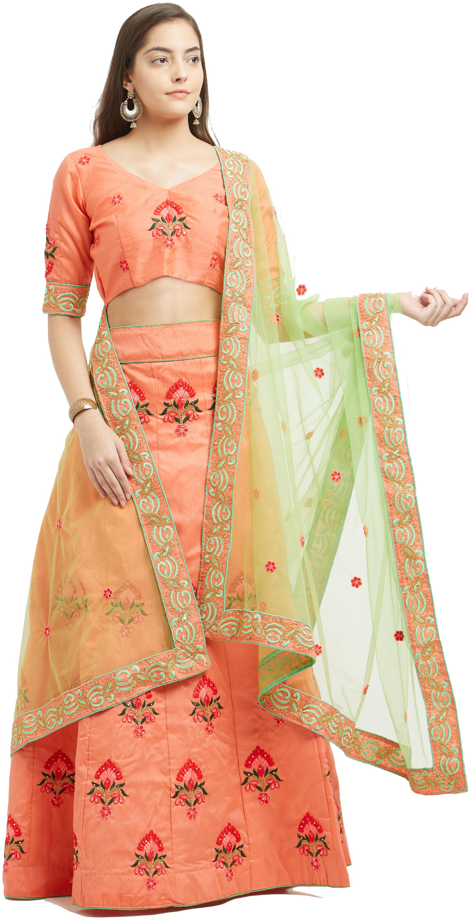 

Viva N Diva Women Multi Colored Banglori Satin Silk Lehenga