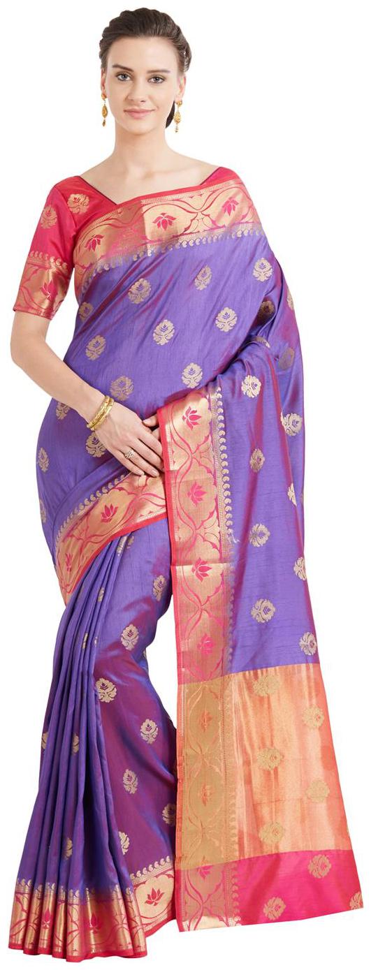 

Viva N Diva Shaded Purple Color Art Silk Kanchipuram Saree With Blouse Piece