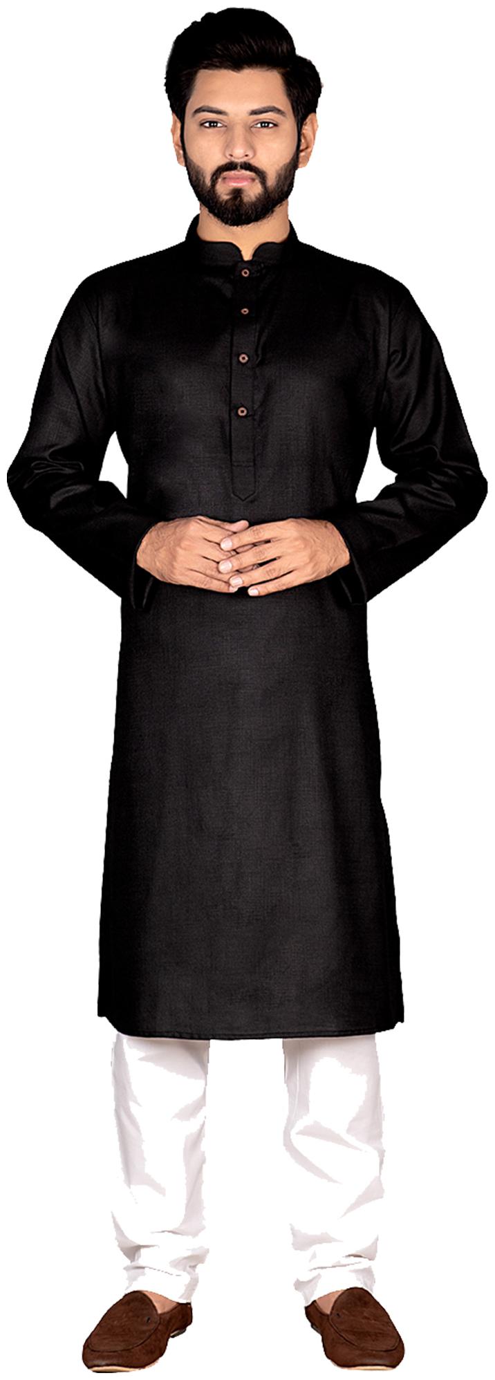 

Viva N Diva Men Cotton Solid Kurta Pyajamaa Black