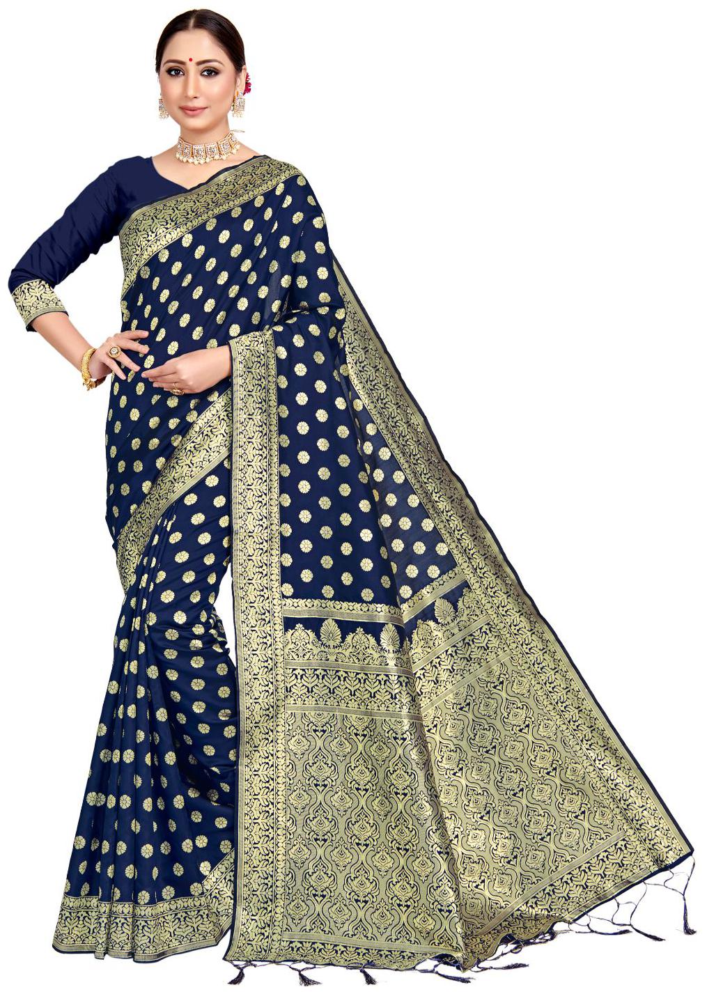 

Viva N Diva Silk Woven Navy Blue Color Saree
