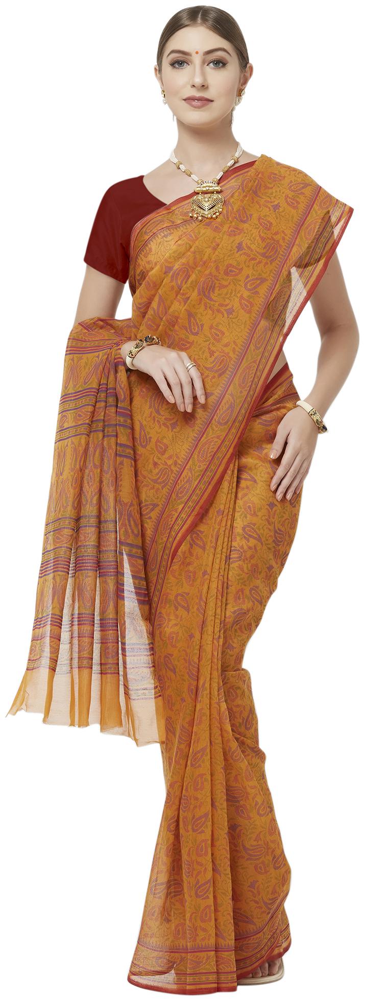 

Viva N Diva Women Cotton Mustard Saree With Blouse