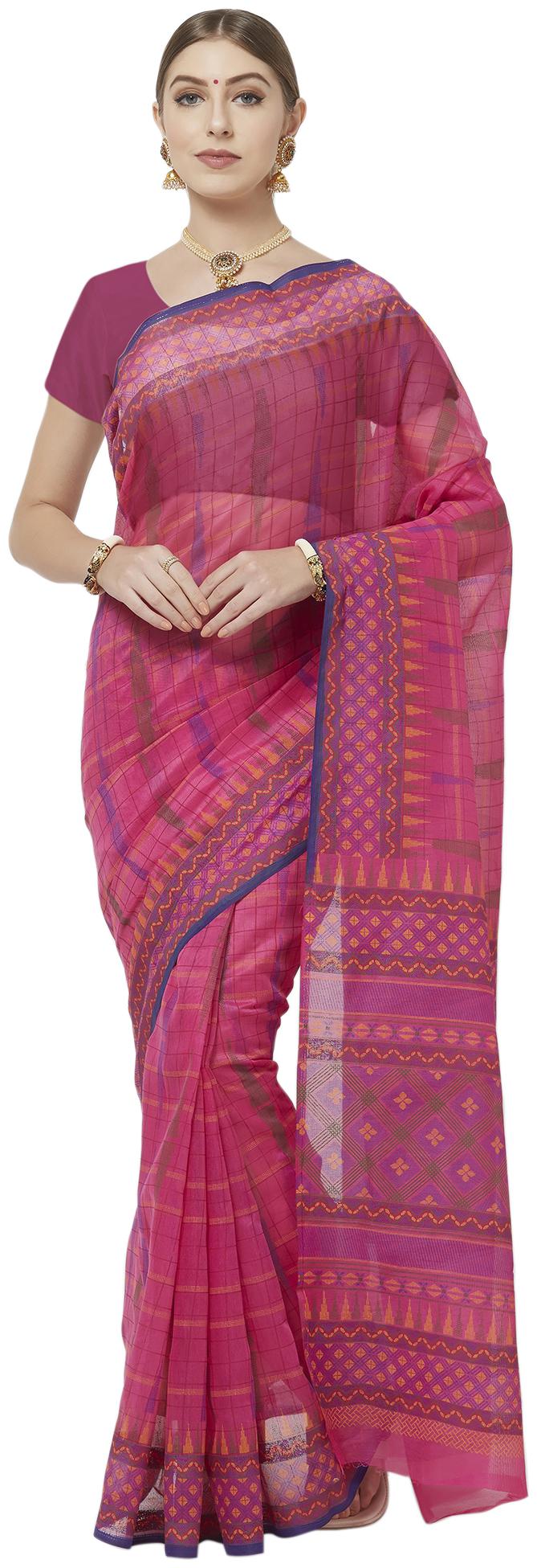 

Viva N Diva Women Cotton Pink Saree With Blouse