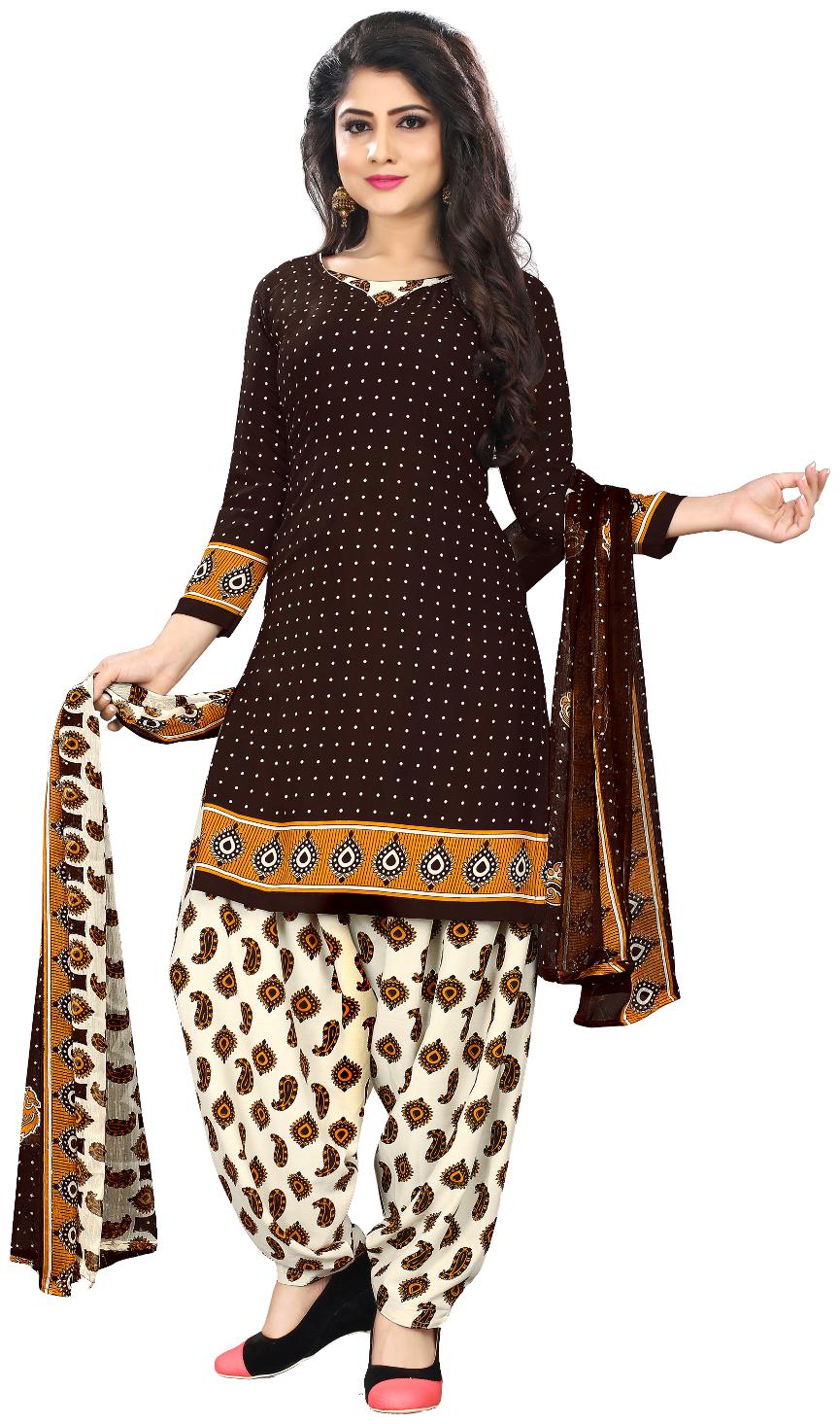 

Viva N Diva Brown Color Leon Fabric Dress Material