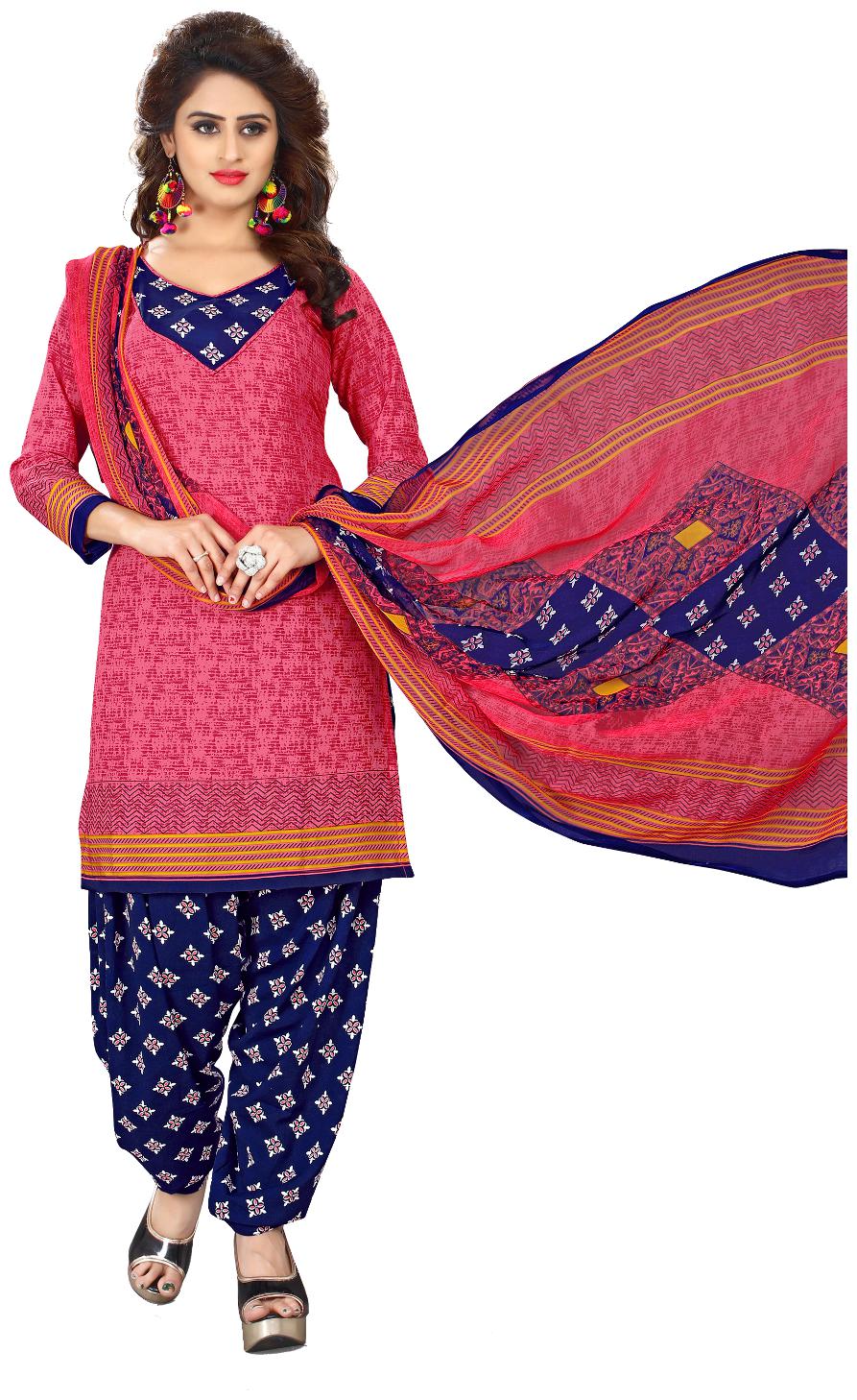 

Viva N Diva Pink Color Leon Fabric Dress Material
