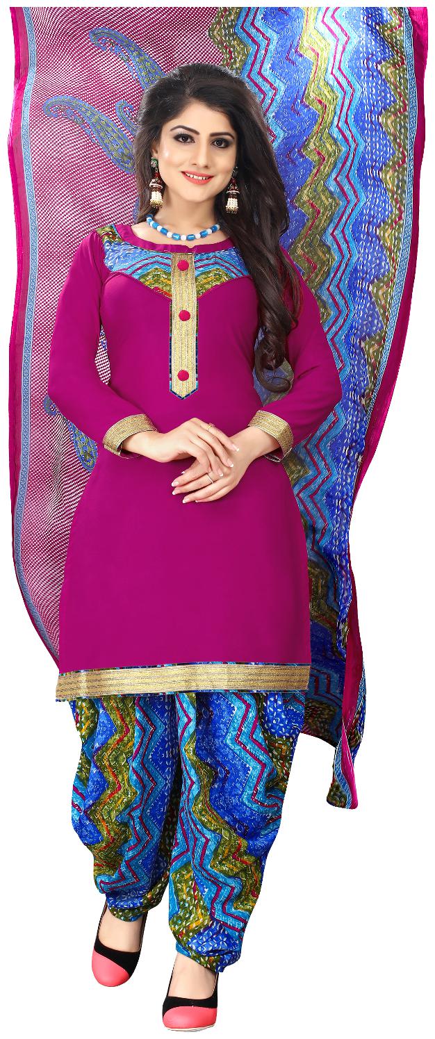 

Viva N Diva Dark Pink Color Leon Fabric Dress Material
