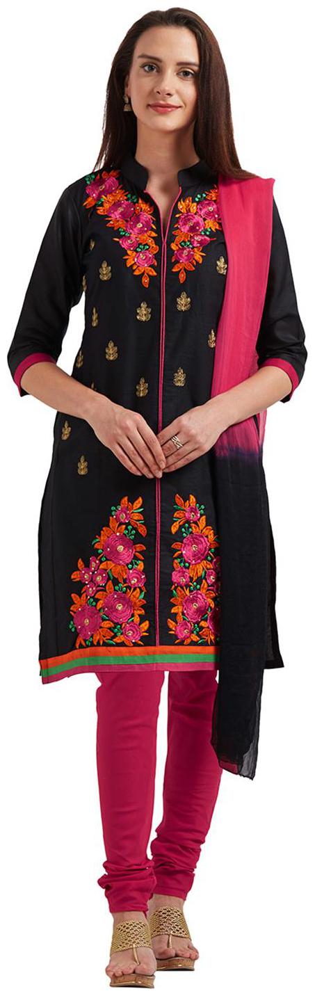 

Viva N Diva Black Color Cotton Emboidery Dress Material With Dupatta