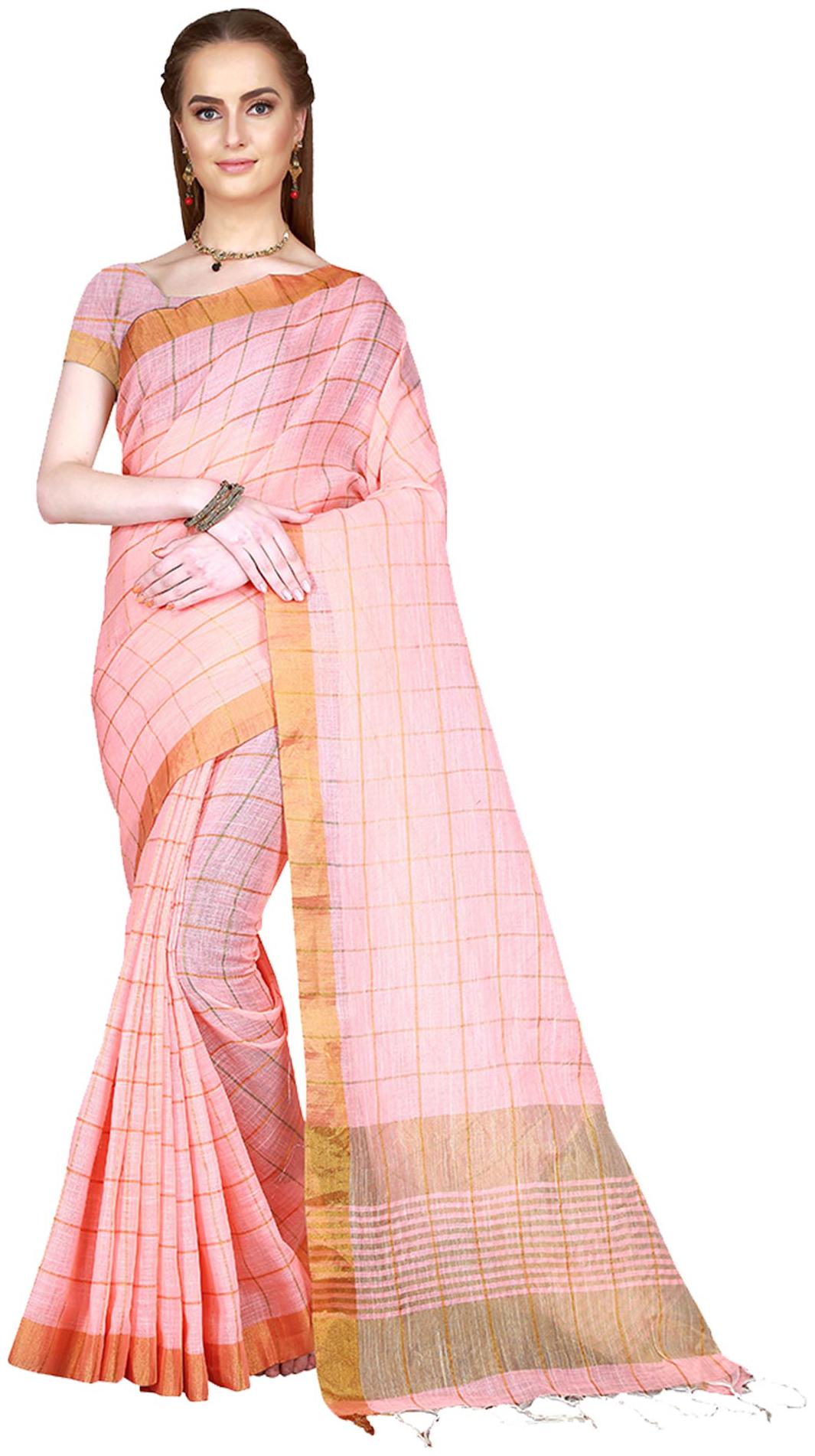 

Viva N Diva Women Cotton Blend Regular Saree Peach