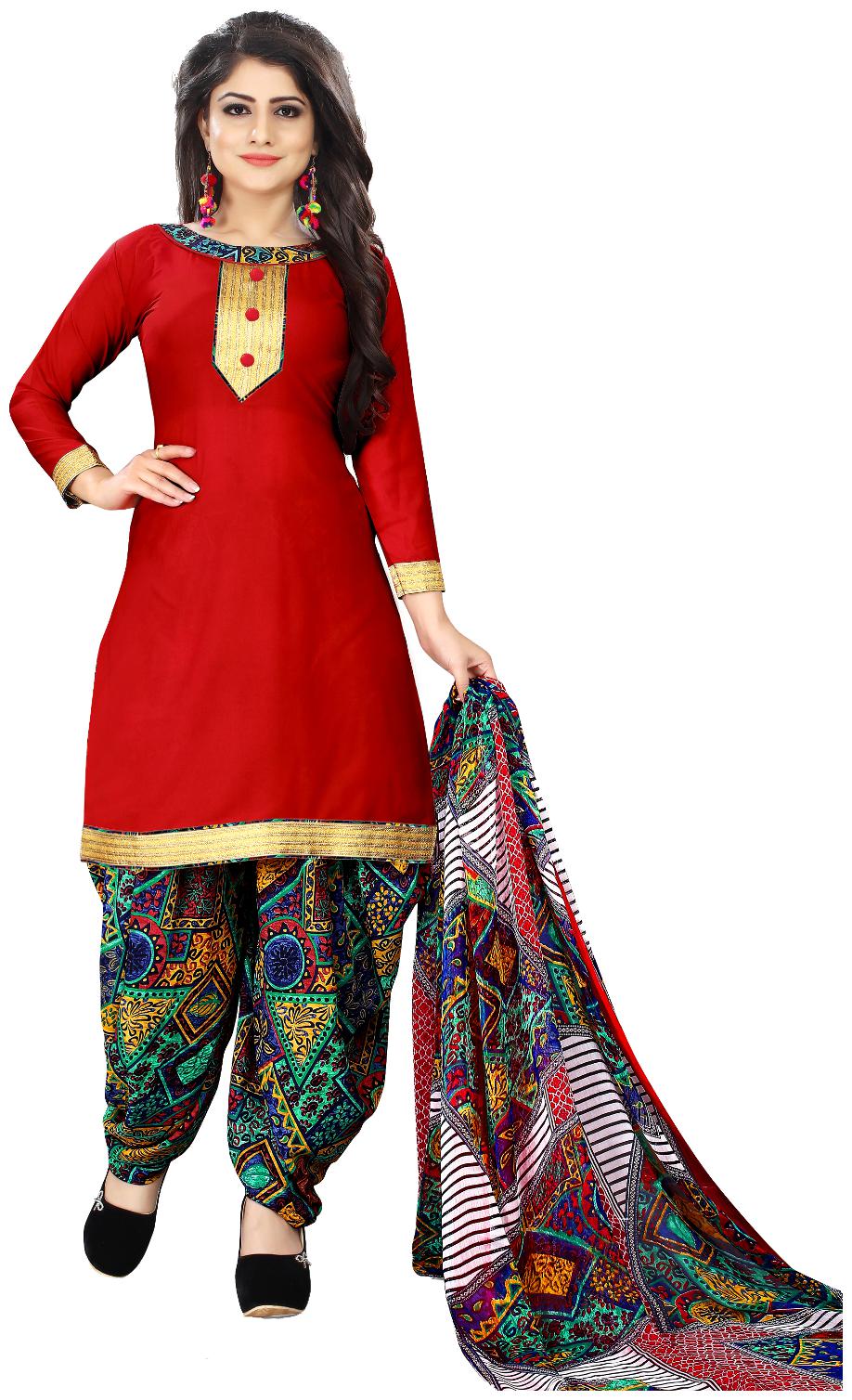 

Viva N Diva Red Color Leon Fabric Dress Material