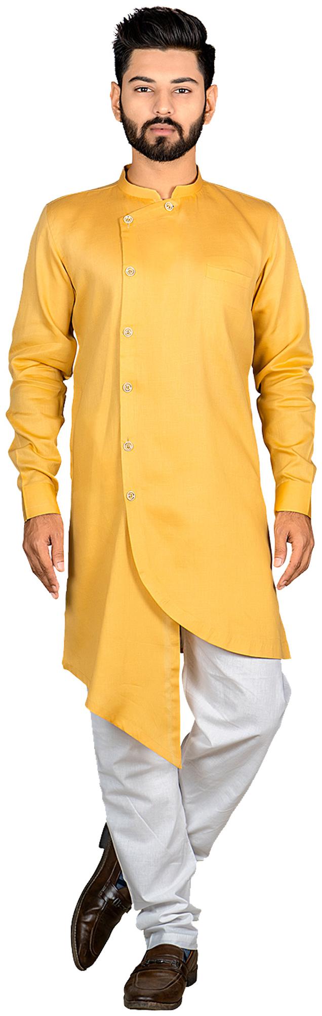 

Viva N Diva Men Cotton Solid Kurta Pyajamaa Yellow