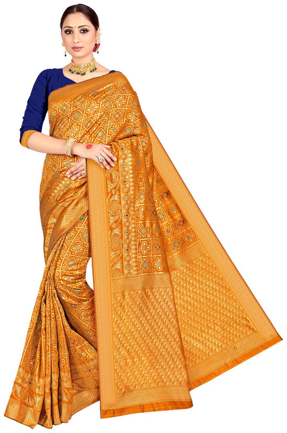 

Viva N Diva Women Artificial Silk Traditional Saree With Blouse Piece (yellow)