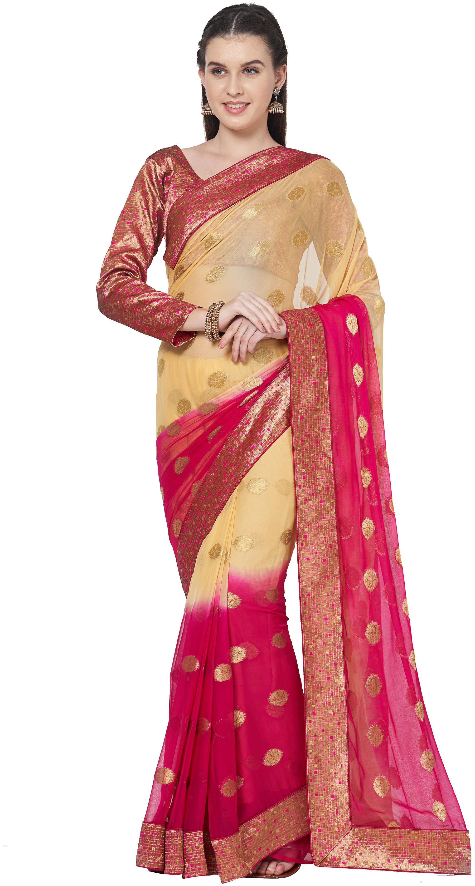 

Viva N Diva Cream Pink Color Chiffon Silk Saree
