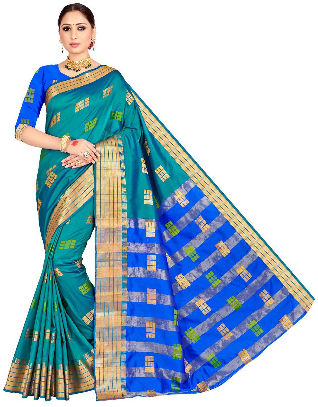 

Viva N Diva Women Artificial Silk Daily Wear Saree With Blouse Piece (Blue)