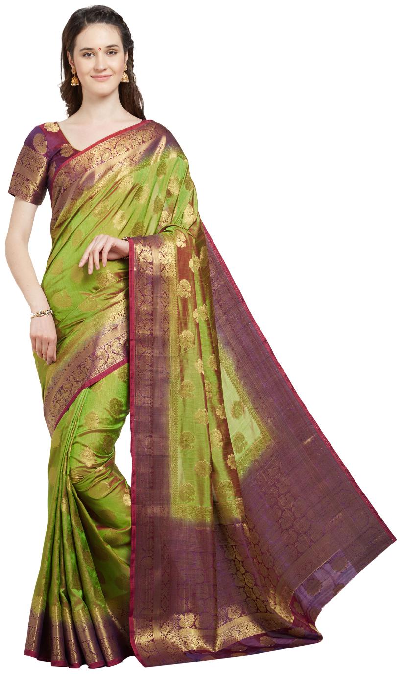 

Viva N Diva Green Banarasi Art Silk Saree ( Two Tone Art Silk) Saree With Blouse Piece