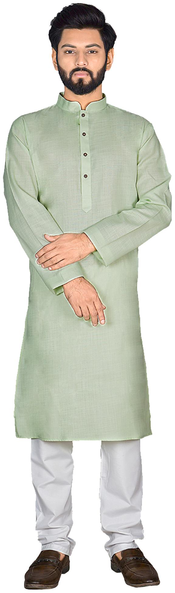 

Viva N Diva Men Cotton Solid Kurta Pyajamaa Green