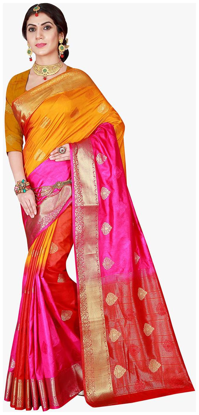 

Viva N Diva Multi Color Banarasi Silk Saree With Blouse Piece