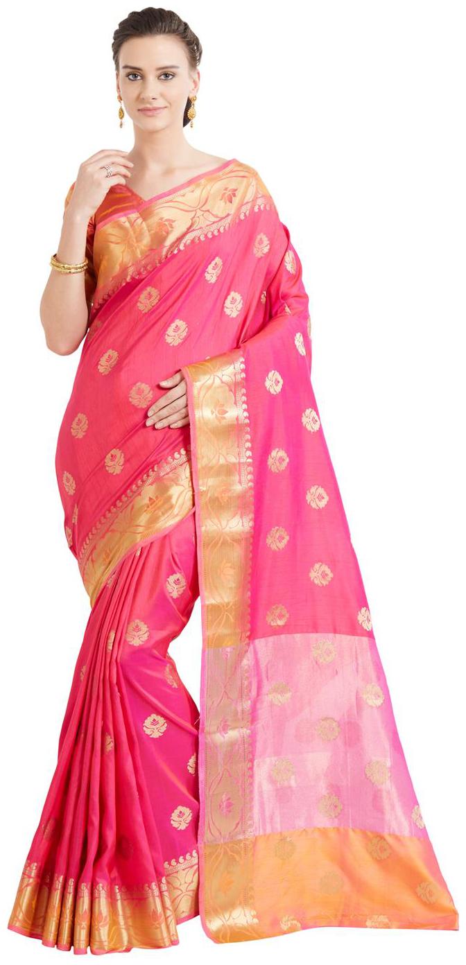 

Viva N Diva Shaded Pink Color Art Silk Kanchipuram Saree With Blouse Piece