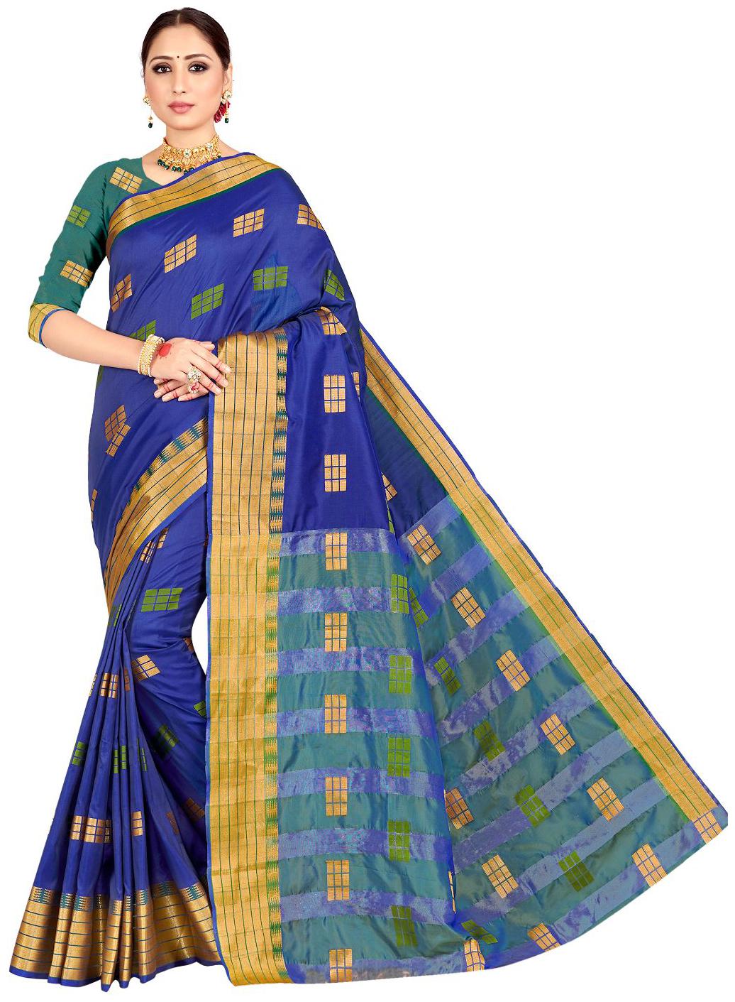 

Viva N Diva Women Artificial Silk Daily Wear Saree With Blouse Piece (Blue)