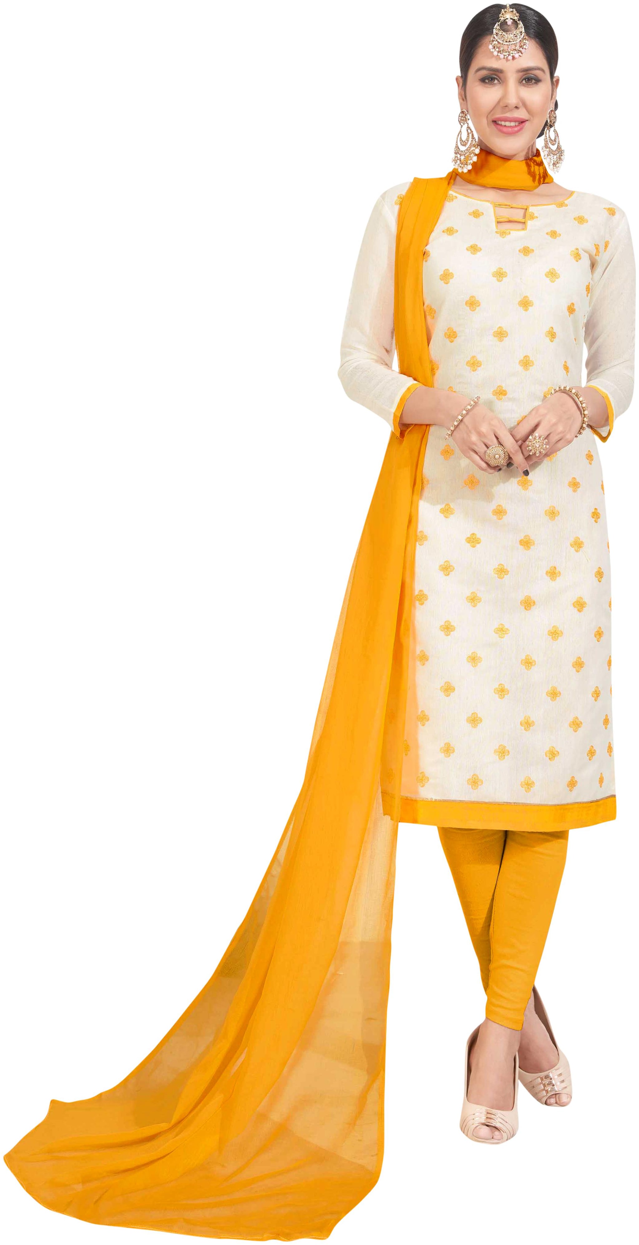 

Viva N Diva White Color Chanderi Silk Salwar Suit