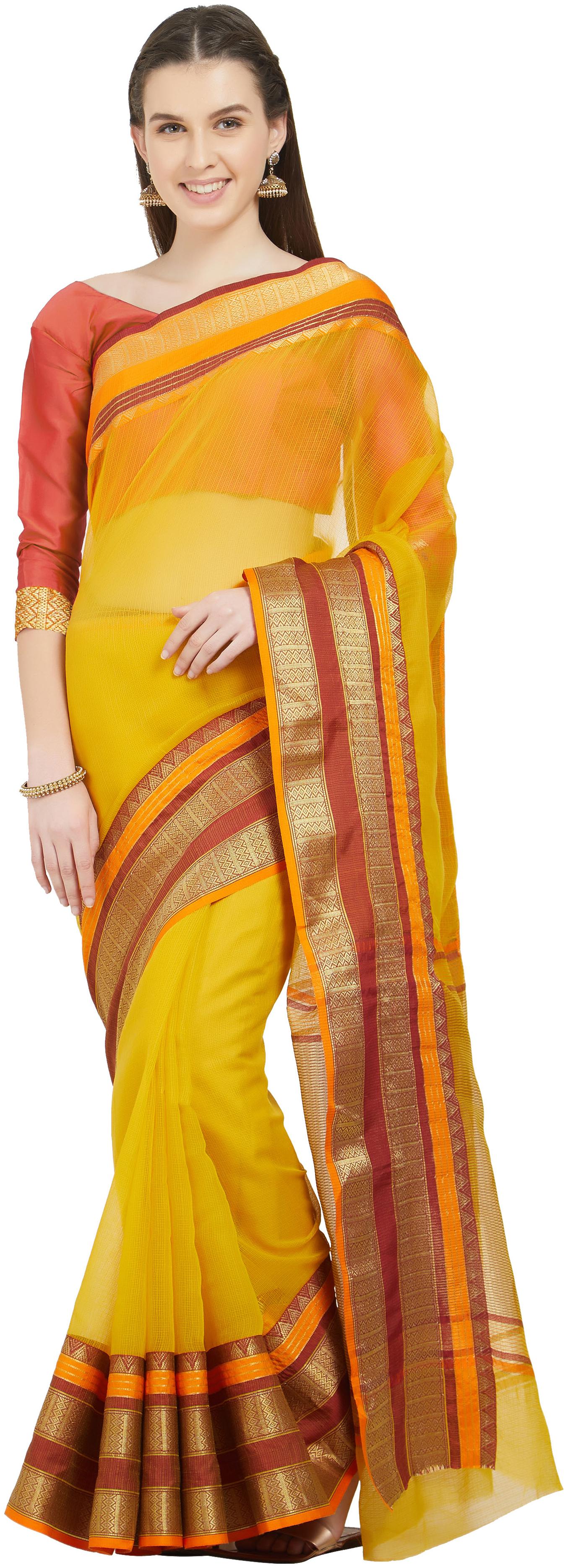 

Viva N Diva Mustard Color Cotton Silk Saree With Blouse Piece