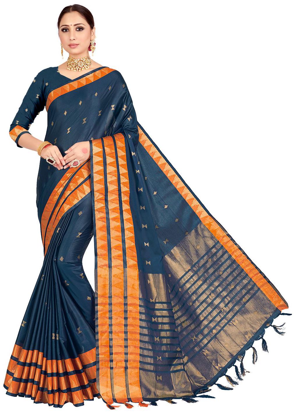 

Viva N Diva Women Artificial Silk Party Wear Saree With Blouse Piece (Blue)